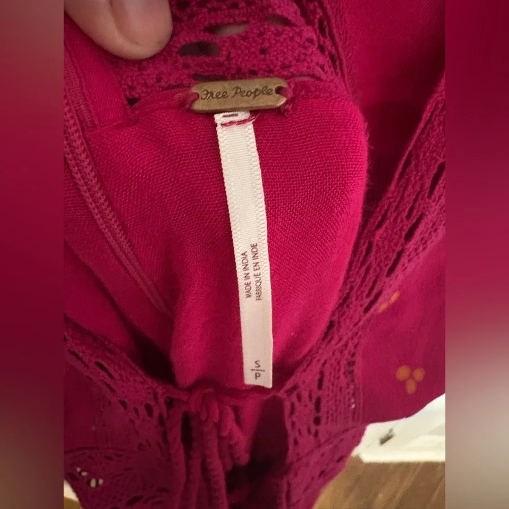 Free People Morning Sun Romper | Magenta with Orange Floral Print | Women’s S - Picture 10 of 15